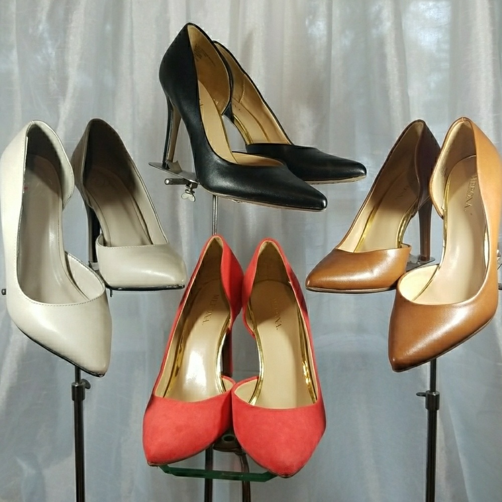 4 pairs  D'Orsay Pumps in Black, Brown,Grey, Coral
